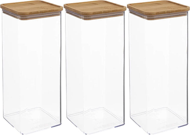 5Five - Keuken voorraadpot - Berlino - 3x - kunststof/bamboe - 2000 ml