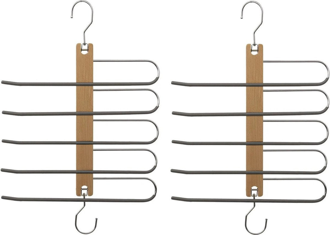Set of 2 luxury clothes hangers/trouser hangers for 5 pairs of trousers 33 x 49 cm - Wardrobe hangers/coat hangers/trouser hangers