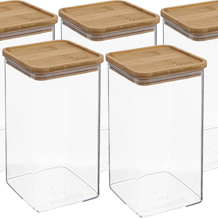 5Five - Boîte de conservation cuisine - Berlino - 5x - plastique/bambou - 1500 ml