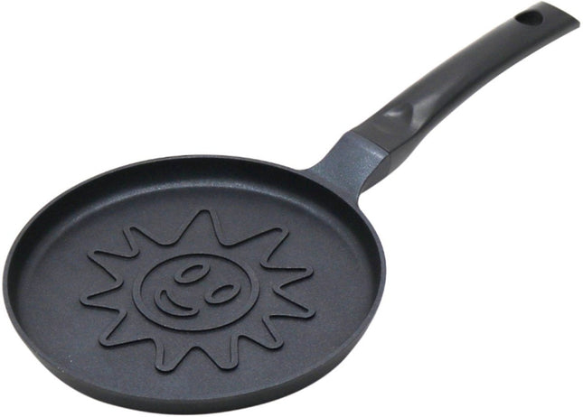 Klausberg KB-7972 Crêpière - Motif Tournesol - Ø18 cm - Revêtement Antiadhésif Noir - Convient à Toutes les Tables de Cuisson Dont l'Induction - Petit soleil -