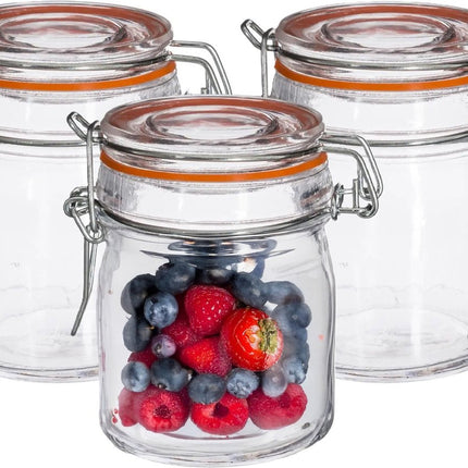 Secret de Gourmet Inmaakpot/bocaux de conservation - 16 pièces - 150 ml - verre avec fermeture à étrier - bocal à confiture