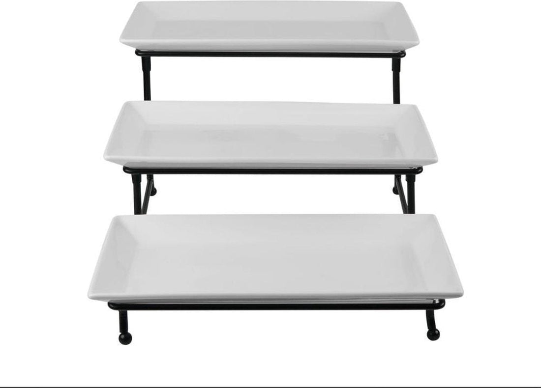 3-tier rectangular etagere white melamine trays