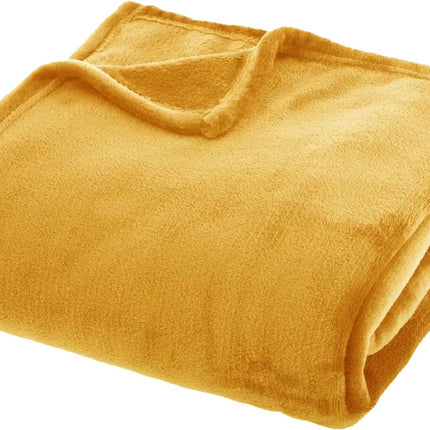 Plaid/couverture polaire flanelle jaune 180x230 cm - 250g/m²
