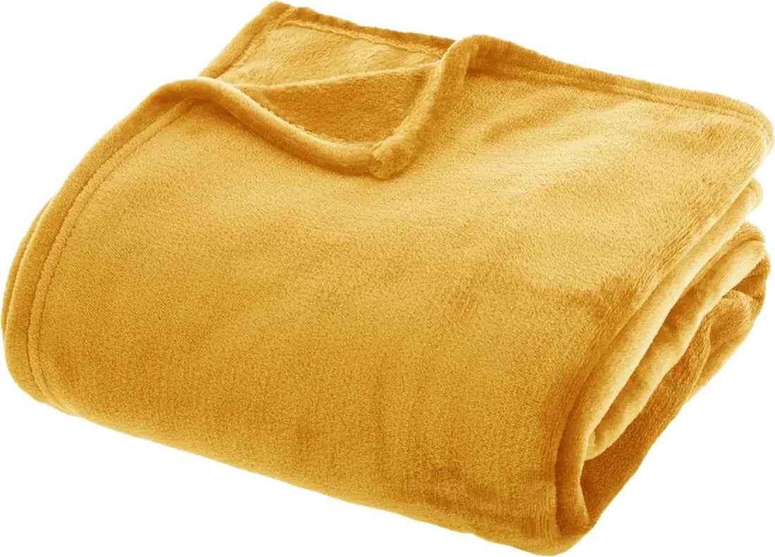 Yellow flannel fleece blanket/throw 180x230 cm - 250g/m²