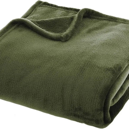 Atmosphera Plaid - vert olive - polyester - 130 x 180 cm - Plaid de canapé - Plaid polaire