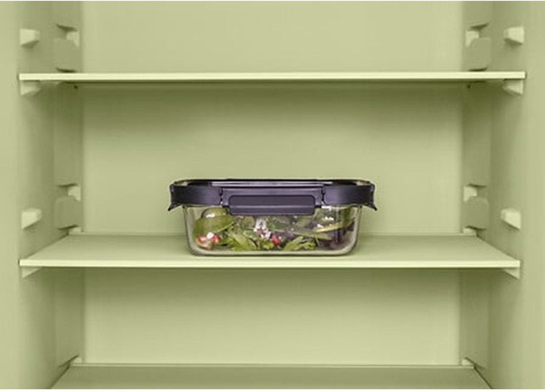 5Five Food storage container with lid - 2x - glass - airtight - with clips - 21 x 17 x 7 cm - 900 ml - black / transparent