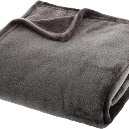 Atmosphera - Plaid - Flanelle - Couverture - Chaude - Grise - 130 x 180 cm