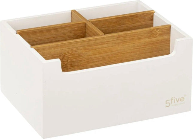 Organisateur de maquillage en bambou avec compartiments – Organiseur de maquillage – Organiseur de bureau – Rangement, bois – Support de cosmétiques 18 x 15 x 9,5 cm