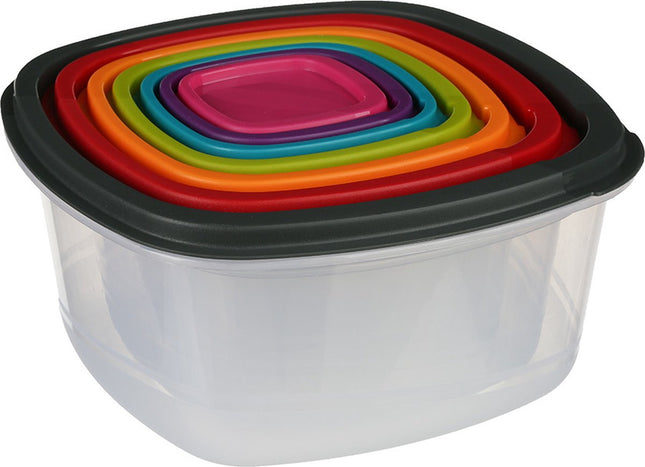 5five Boîtes de conservation gigognes - 7 pièces - Sans BPA - préparation de repas - réutilisables - couleurs multiples - hermétiques