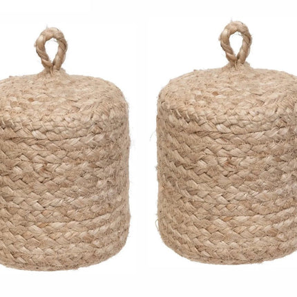 Lot de 2 ! - Atmosphera Butoir de porte - 1 kg - beige - tissu - poids en jute - 15 cm - cale-porte - Butées de porte
