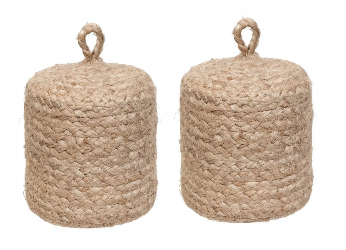 Set van 2 Stuks! - Atmosphera Deurstopper - 1 kg - beige - stof - jute gewicht - 15 cm - deurstop - Deurstoppen