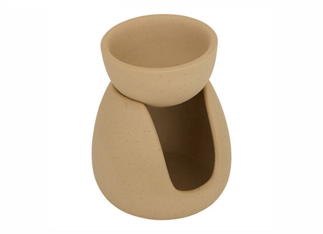Wonja Geurbrander - Lampe à arôme en grès - Beige - 9,3 x 7,2 x 11 cm - Brûleur d'arôme - Bougeoir - Chauffe-plat