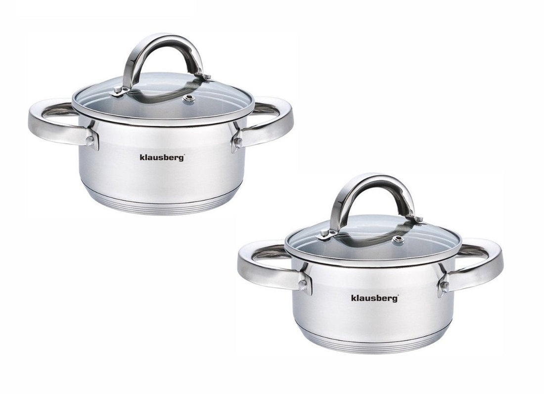 Klausberg Kookpannen set - Set van 2 - Kookpan met Deksel - 0. 5 Liter & 1 Liter - 12 cm & 14 cm