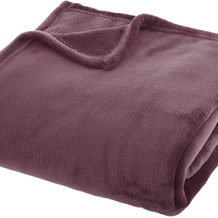 Atmosphera Plaid couverture polaire en flanelle unie - 180x230 cm - Violet