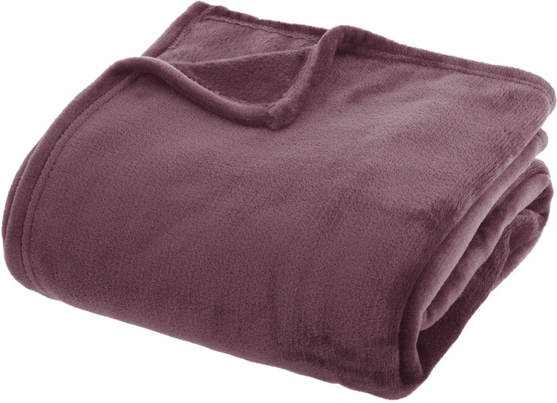 Atmosphera Plain flannel fleece throw - 180 x 230 cm - Purple
