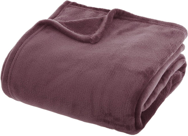 Atmosphera Plaid couverture polaire en flanelle unie - 180x230 cm - Violet