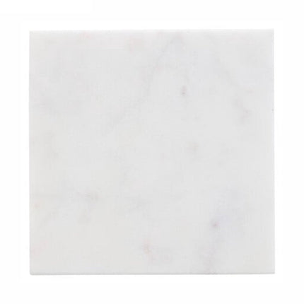 Set de 4 dessous de verre en marbre blanc avec support noir - Ø 10 cm - Dessous de verre carrés - Dessous de verre à boisson