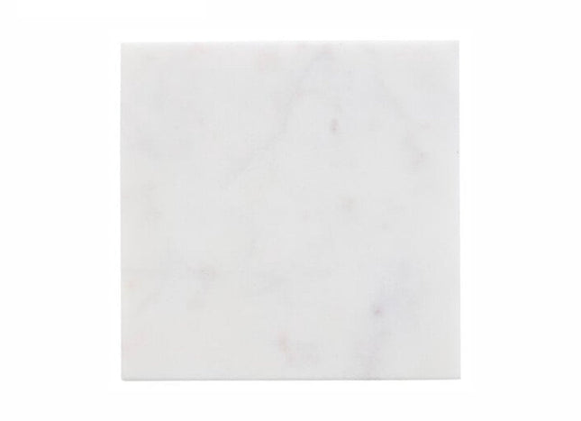 Set de 4 dessous de verre en marbre blanc avec support noir - Ø 10 cm - Dessous de verre carrés - Dessous de verre à boisson
