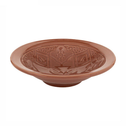 Set de 2 Assiettes Creuses Terracotta 23 cm - Bols à Soupe en Céramique avec Imprimé Floral - Assiettes à Soupe
