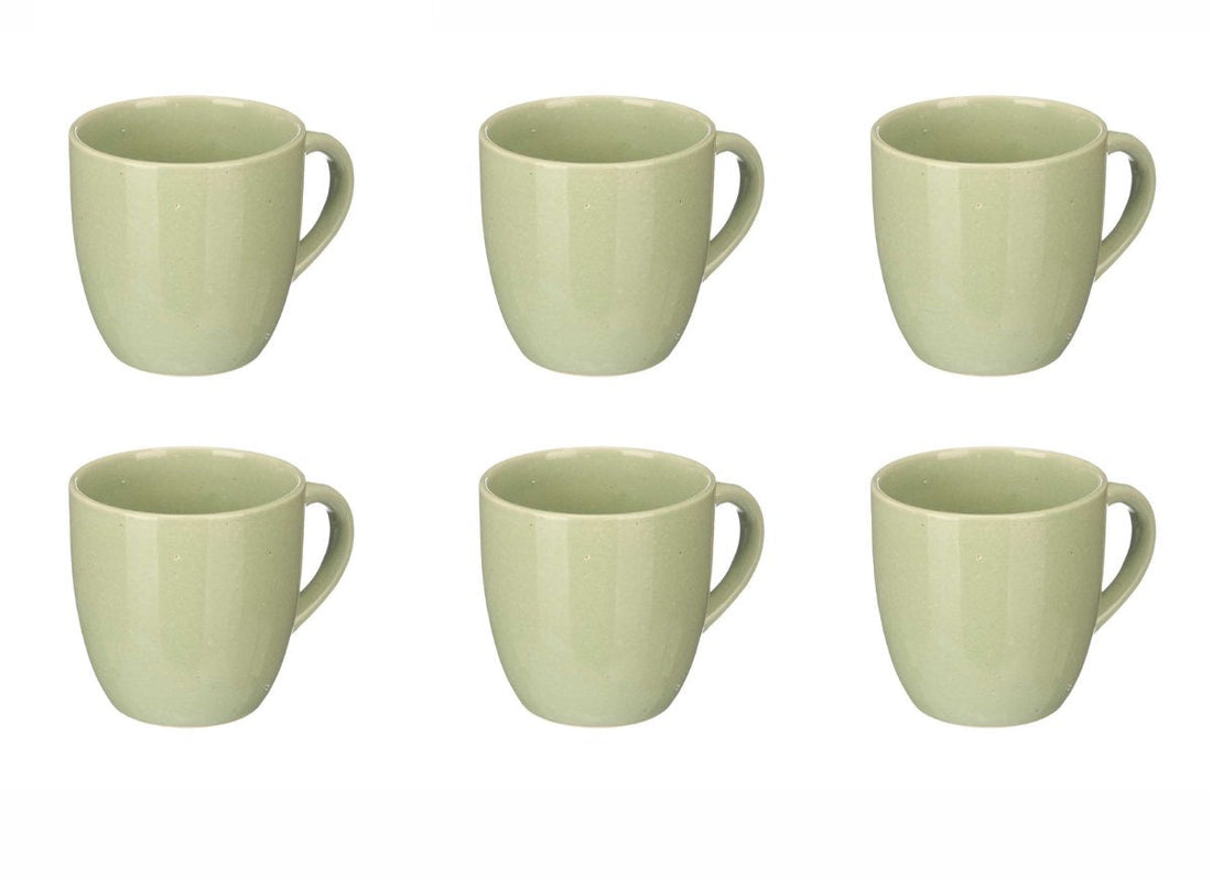 Green Mint koffiekopjes met oor 150 ml – 6 stuks, keramiek, mintgroen