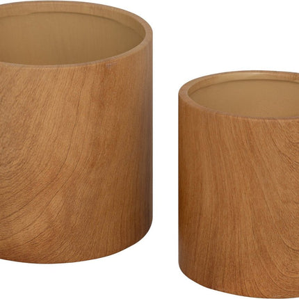 Atmosphera Pots de fleurs en céramique - Lot de 2 - Ø15xH14cm - Marron