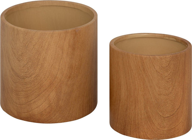 Atmosphera Pots de fleurs en céramique - Lot de 2 - Ø15xH14cm - Marron