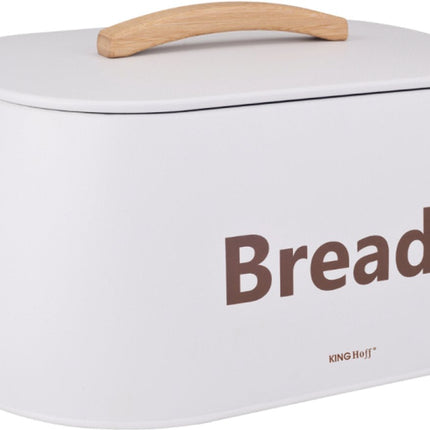 Kinghoff 1947 - Boîte à pain - poignée en bois - métal - Blanc