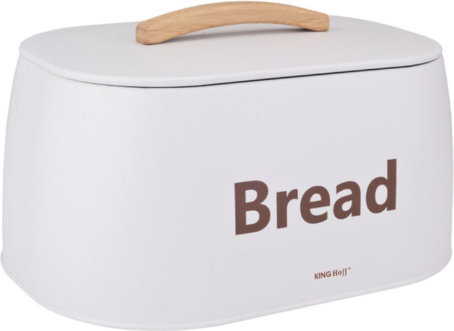 Kinghoff 1947 - Boîte à pain - poignée en bois - métal - Blanc