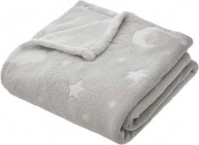 Plaid Doux avec Étoiles - Brille dans le Noir - Pour Enfants - Gris - 150 x 125 cm