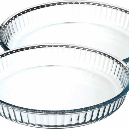 Secret de Gourmet Plat à four rond - Verre transparent - D32/H5 cm - Lot de 2