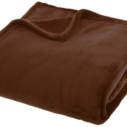 Atmosphera Plaid couverture polaire flanelle unie - 180x230 cm - Marron