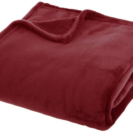 Atmosphera Plaid couverture polaire flanelle unie - 180x230 cm - Bordeaux