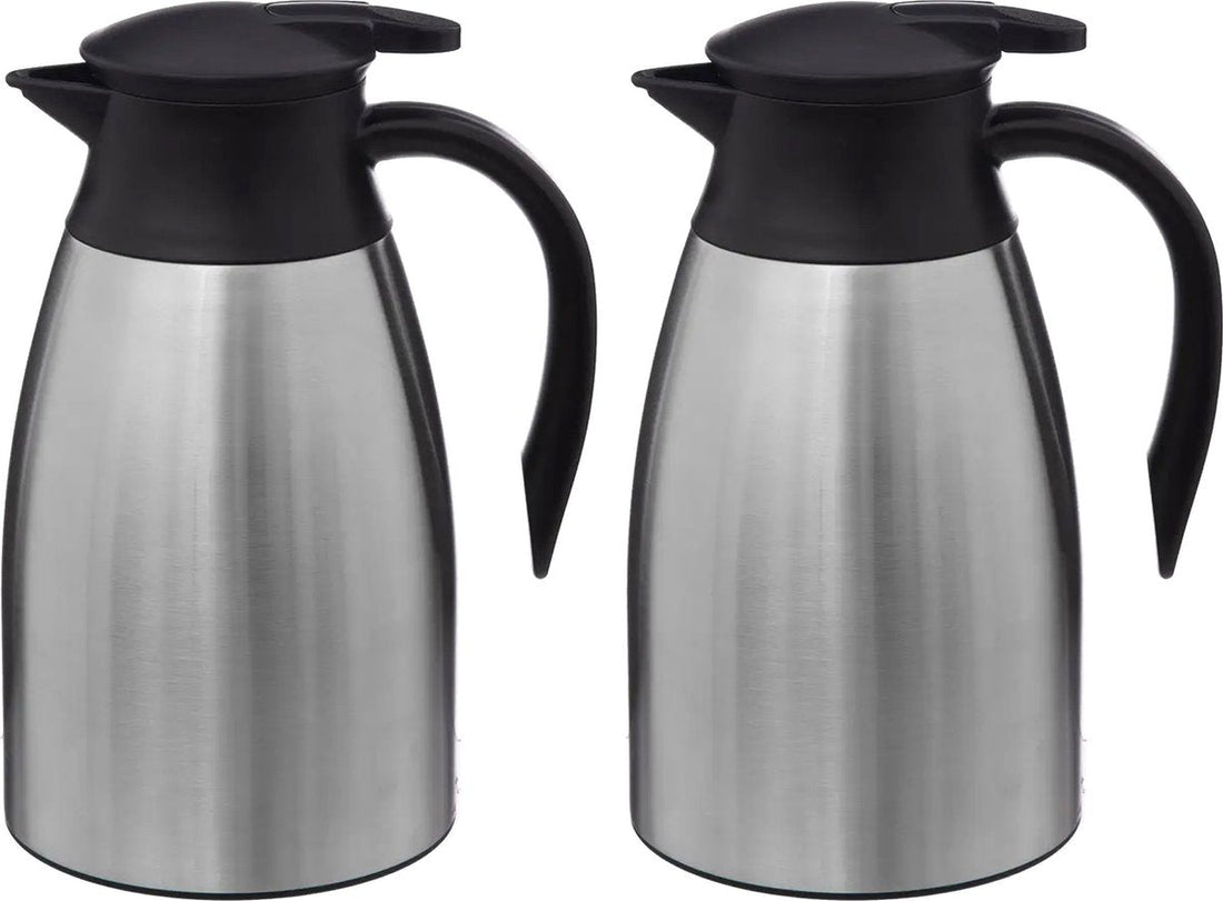 5Five Thermoskanne - 2er Set - Edelstahl - 1500 ml - doppelwandig - Isolierkanne - Kaffeekanne