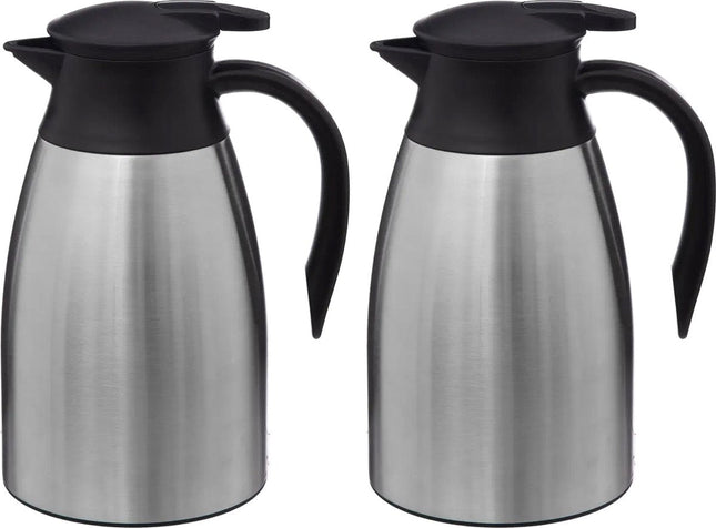 5Five Thermos - 2x - Acier inoxydable - 1500 ml - double paroi - verseuse isotherme - cafetière isotherme