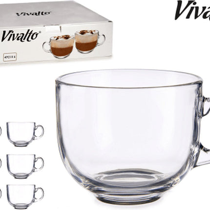 Vivalto lot de 6 tasses à café/thé XXL transparentes 47 cl