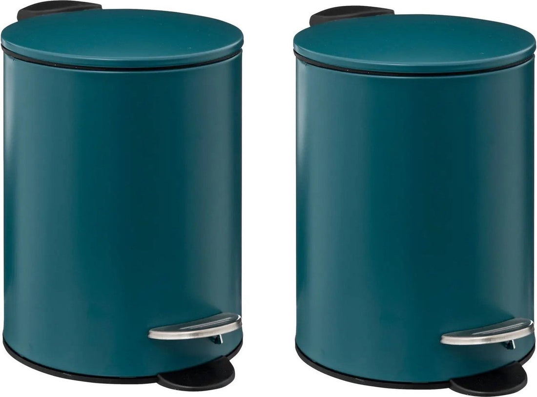 5Five kleiner Treteimer - 2x - Metall - blau - 3L - 16 x 25 cm - Badezimmer - Bad/WC