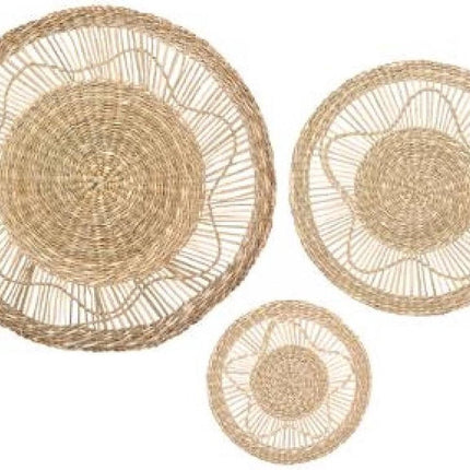 Ensemble de 3 décorations murales en jonc de mer D38/D28/D18 cm - Décoration murale ensemble - Décoration murale