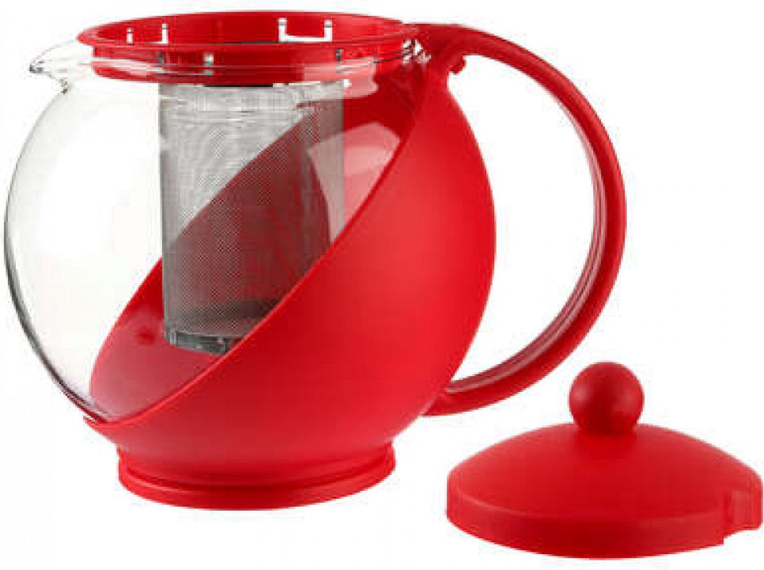 Teapot with tea filter - For loose-leaf tea - Built-in strainer - 1.25L