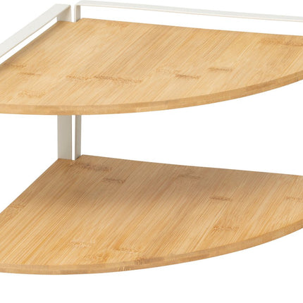 5Five Ordera Étagère d'angle bambou - 2 niveaux - 30x29x21cm - Blanc/Beige