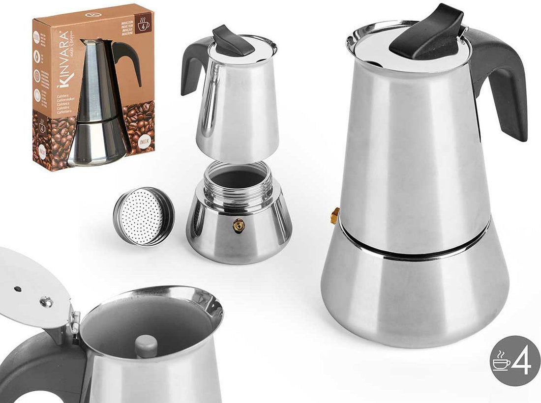 Kinvara percolator zilver – Italiaans koffiezetapparaat voor 4 kopjes – foto 4