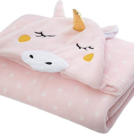 Atmosphera - Plaid - À Capuche - Licorne - Rose - 100 x 140 cm