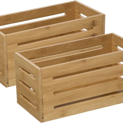 5Five Boîte de rangement caisses à fruits - 2x - structure ouverte - marron clair - bois - L31 x l15 x H15 cm - Décoration maison et jardin - Caisses/cagettes