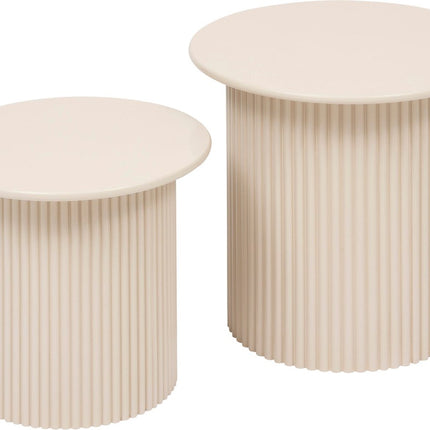 Tables d'appoint Atmosphera Eino - Ø40xH38cm - Lot de 2 pièces - Beige