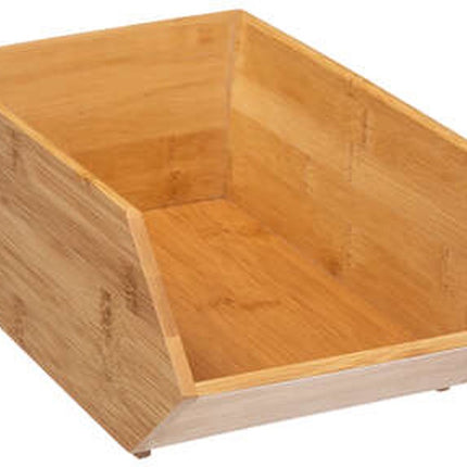 5Five Panier de rangement empilable 1 compartiment - L18 x l31 x H12 cm - bambou - marron clair
