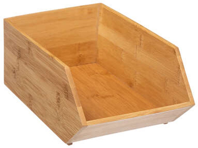 5Five Panier de rangement empilable 1 compartiment - L18 x l31 x H12 cm - bambou - marron clair