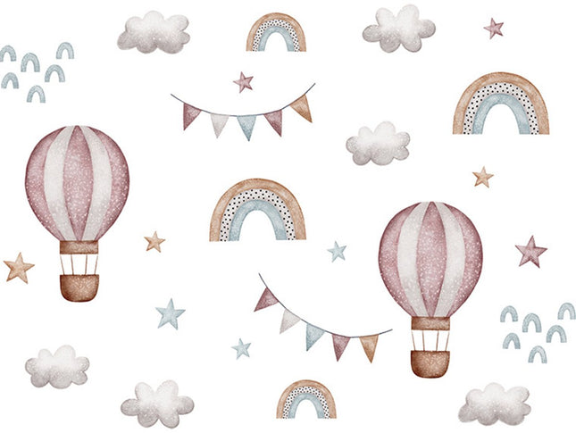 Sipo Sticker Mural Ballons et Arc-en-ciel - Autocollant Mural pour Chambre d'Enfant - 64x86 cm - Décoration Colorée pour Chambre de Fille et de Garçon