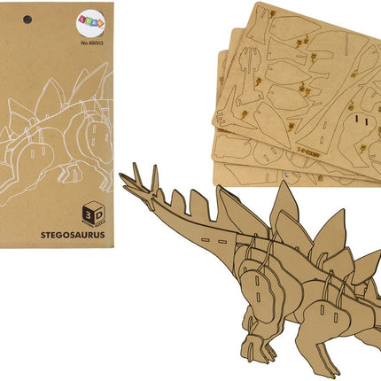 Puzzle 3D en bois Stegosaurus - Kit de construction éducatif 41 pièces - Jouet de construction Dinosaure - Puzzle 3D - Kit de modélisme - Dinosaures - Stégosaure