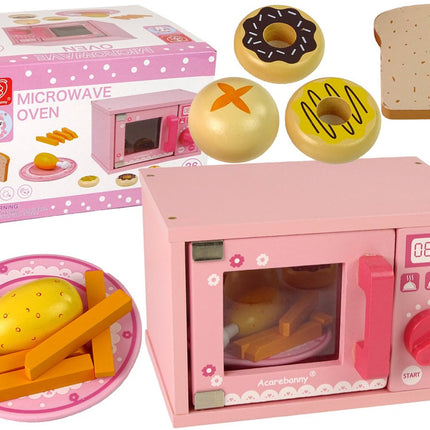 Jouet Micro-ondes en Bois - Ensemble d'Accessoires de Cuisine avec Aliments - Jouet de Cuisine Éducatif - Jouet en Bois Durable - Ensemble de Cuisine - Cuisse de Poulet