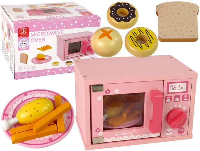 Jouet Micro-ondes en Bois - Ensemble d'Accessoires de Cuisine avec Aliments - Jouet de Cuisine Éducatif - Jouet en Bois Durable - Ensemble de Cuisine - Cuisse de Poulet