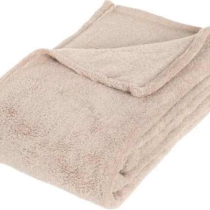 Atmosphera Couverture polaire ou plaid poilu - beige - 130 x 180 cm - polyester - Couverture de canapé - Plaid polaire